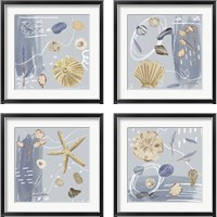 Framed 'Deep Sea 4 Piece Framed Art Print Set' border=