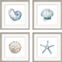 Framed 'Blue Escape Coastal 4 Piece Framed Art Print Set' border=