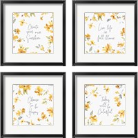 Framed 'Happy Yellow 4 Piece Framed Art Print Set' border=