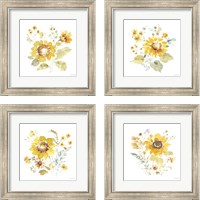 Framed 'Sunflowers Forever 4 Piece Framed Art Print Set' border=