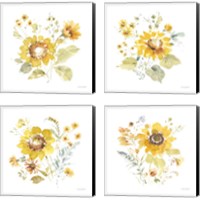 Framed 'Sunflowers Forever 4 Piece Canvas Print Set' border=