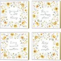 Framed 'Sunflowers Forever 4 Piece Canvas Print Set' border=