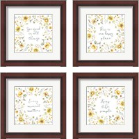 Framed 'Sunflowers Forever 4 Piece Framed Art Print Set' border=