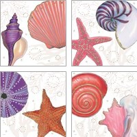 Framed Shimmering Shells 4 Piece Art Print Set