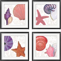 Framed 'Shimmering Shells 4 Piece Framed Art Print Set' border=