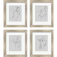 Framed 'Male Torso Sketch 4 Piece Framed Art Print Set' border=