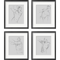 Framed 'Male Torso Sketch 4 Piece Framed Art Print Set' border=
