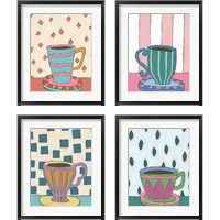 Framed 'Mid Morning Coffee 4 Piece Framed Art Print Set' border=