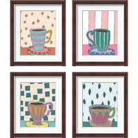 Framed 'Mid Morning Coffee 4 Piece Framed Art Print Set' border=