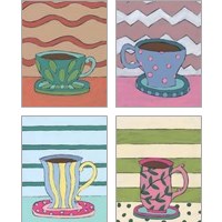 Framed 'Mid Morning Coffee 4 Piece Art Print Set' border=