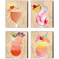 Framed 'Tropical Cocktail 4 Piece Canvas Print Set' border=