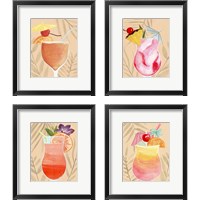 Framed 'Tropical Cocktail 4 Piece Framed Art Print Set' border=