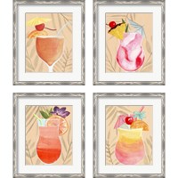 Framed 'Tropical Cocktail 4 Piece Framed Art Print Set' border=