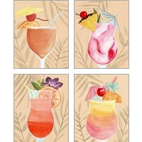 Framed 'Tropical Cocktail 4 Piece Art Print Set' border=