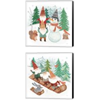 Framed 'Woodland Gnomes 2 Piece Canvas Print Set' border=