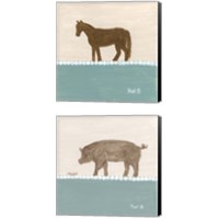 Framed 'Out to Pasture 2 Piece Canvas Print Set' border=