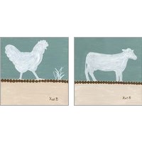 Framed 'Out to Pasture 2 Piece Art Print Set' border=