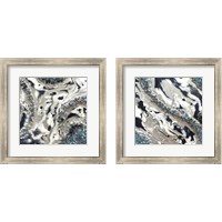 Framed Blue Silver Marble 2 Piece Framed Art Print Set