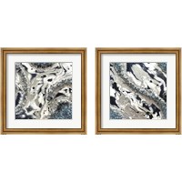 Framed 'Blue Silver Marble 2 Piece Framed Art Print Set' border=