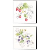 Framed 'Berries and Bees 2 Piece Canvas Print Set' border=