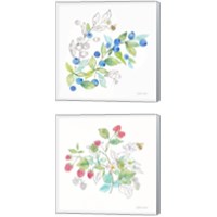 Framed 'Berries and Bees 2 Piece Canvas Print Set' border=