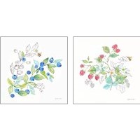 Framed Berries and Bees 2 Piece Art Print Set