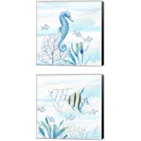 Framed 'Great Blue Sea  2 Piece Canvas Print Set' border=