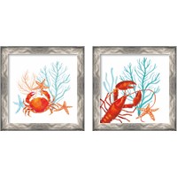 Framed 'Coral Aqua 2 Piece Framed Art Print Set' border=