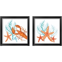 Framed Coral Aqua 2 Piece Framed Art Print Set