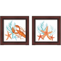 Framed Coral Aqua 2 Piece Framed Art Print Set