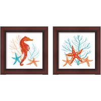 Framed 'Coral Aqua 2 Piece Framed Art Print Set' border=