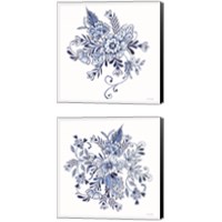 Framed 'Blue & White Flowers 2 Piece Canvas Print Set' border=