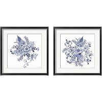 Framed 'Blue & White Flowers 2 Piece Framed Art Print Set' border=