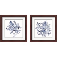 Framed 'Blue & White Flowers 2 Piece Framed Art Print Set' border=