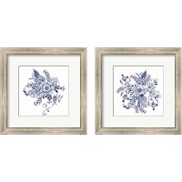 Framed 'Blue & White Flowers 2 Piece Framed Art Print Set' border=