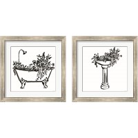 Framed Vintage Floral Bathroom 2 Piece Framed Art Print Set