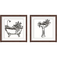 Framed 'Vintage Floral Bathroom 2 Piece Framed Art Print Set' border=