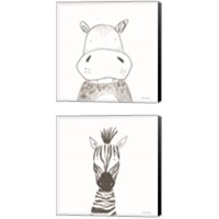Framed Animal Line Drawing 2 Piece Canvas Print Set