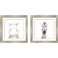 Framed 'Animal Line Drawing 2 Piece Framed Art Print Set' border=