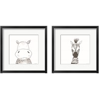 Framed 'Animal Line Drawing 2 Piece Framed Art Print Set' border=