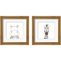Framed 'Animal Line Drawing 2 Piece Framed Art Print Set' border=