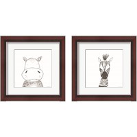 Framed Animal Line Drawing 2 Piece Framed Art Print Set