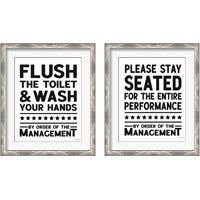 Framed 'Bathroom Rules 2 Piece Framed Art Print Set' border=