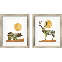 Framed 'Forest Deer & Bear 2 Piece Framed Art Print Set' border=