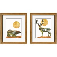 Framed Forest Deer & Bear 2 Piece Framed Art Print Set