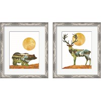 Framed 'Forest Deer & Bear 2 Piece Framed Art Print Set' border=