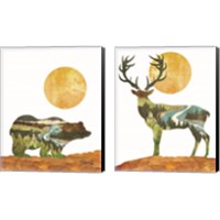 Framed 'Forest Deer & Bear 2 Piece Canvas Print Set' border=