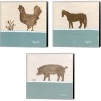 Framed 'Out to Pasture 3 Piece Canvas Print Set' border=