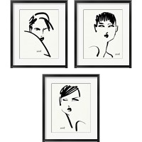 Framed 'Brush Portrait 3 Piece Framed Art Print Set' border=