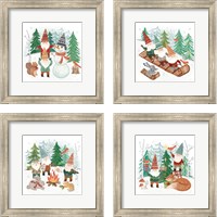 Framed 'Woodland Gnomes 4 Piece Framed Art Print Set' border=